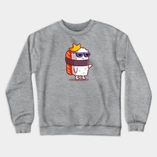 Cute King Salmon Sushi With Glasses Cartoon Crewneck Sweatshirt